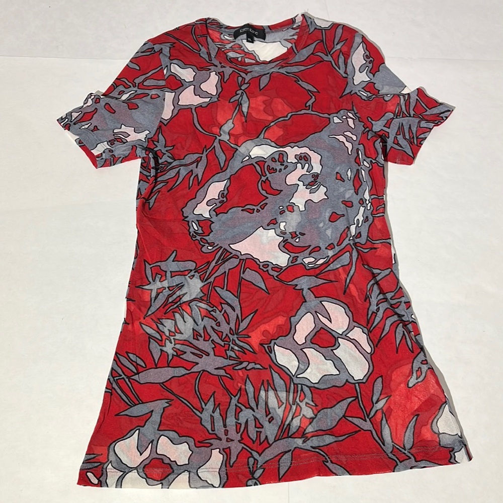 Karen Kane red floral stretchy tee t-shirt graphic sz XL